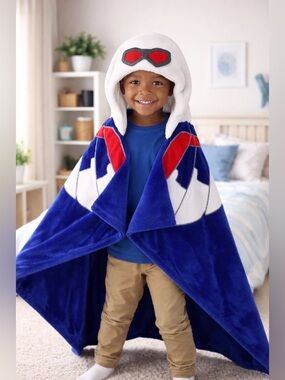 Marvel Superhero Hooded Blanket - Blue, White, and Red